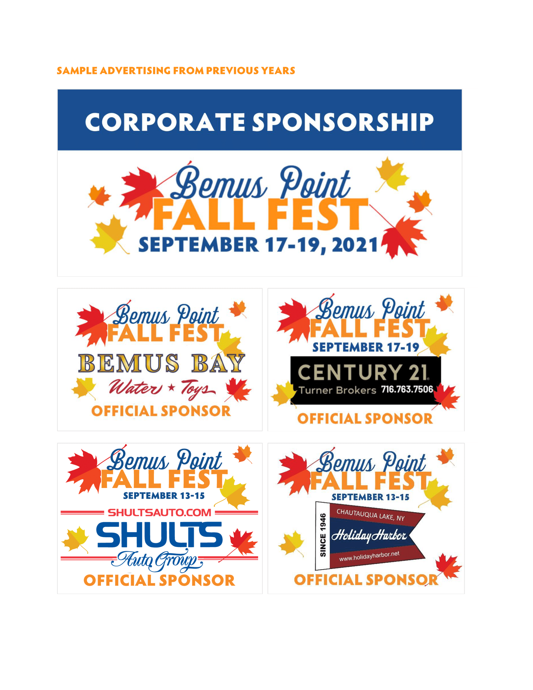 Event Sponsorship Visit Bemus Point